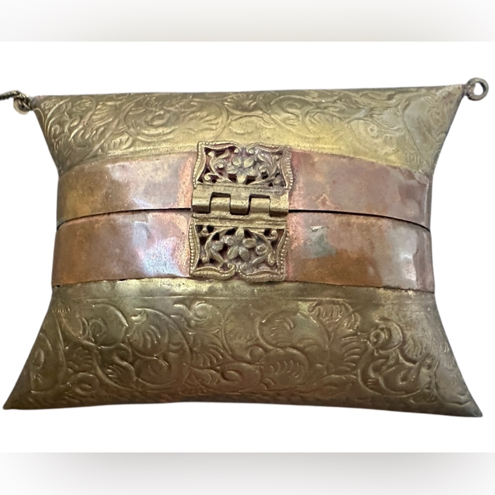 Antique Pillow Purse 1920s 1930s Brass & Copper Art Deco Metal Handbag